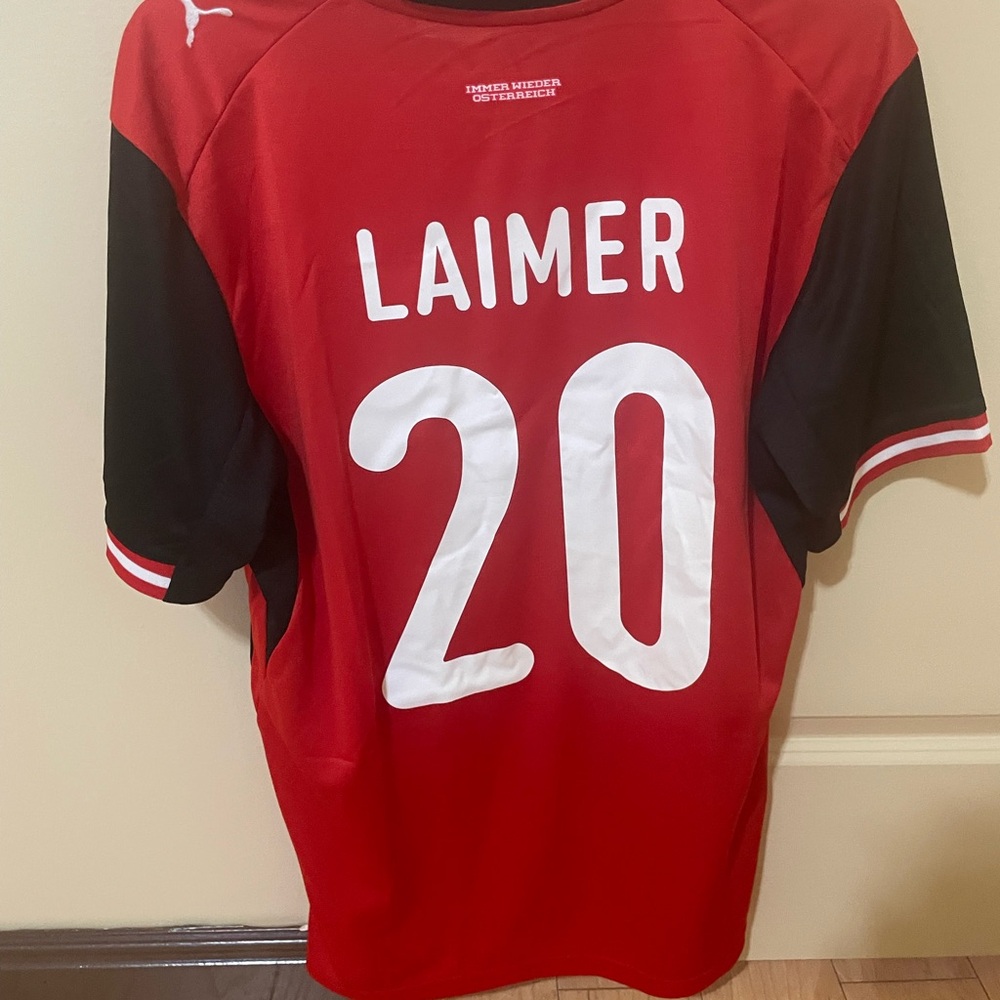 Laimer Austria Puma Red and Black Sports Jersey SZ L